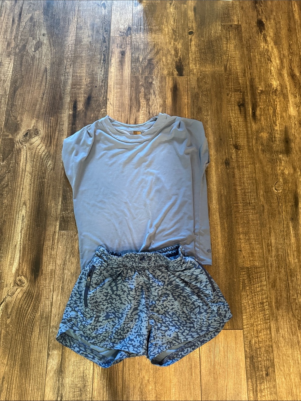 Kids Light Blue Athletic Shorts - Casual Printed Lounge Short
